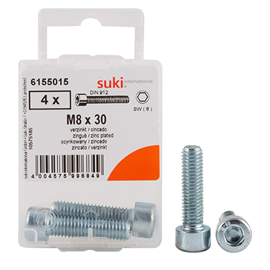 Suki Zinc Plated Machine Screws ( M8 x 30 mm, Pack of 4)