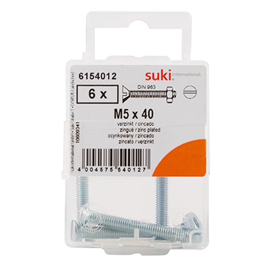 Suki 6154012 M5 Flat-Head Countersunk Machine Screws (40 mm, Pack of 6)