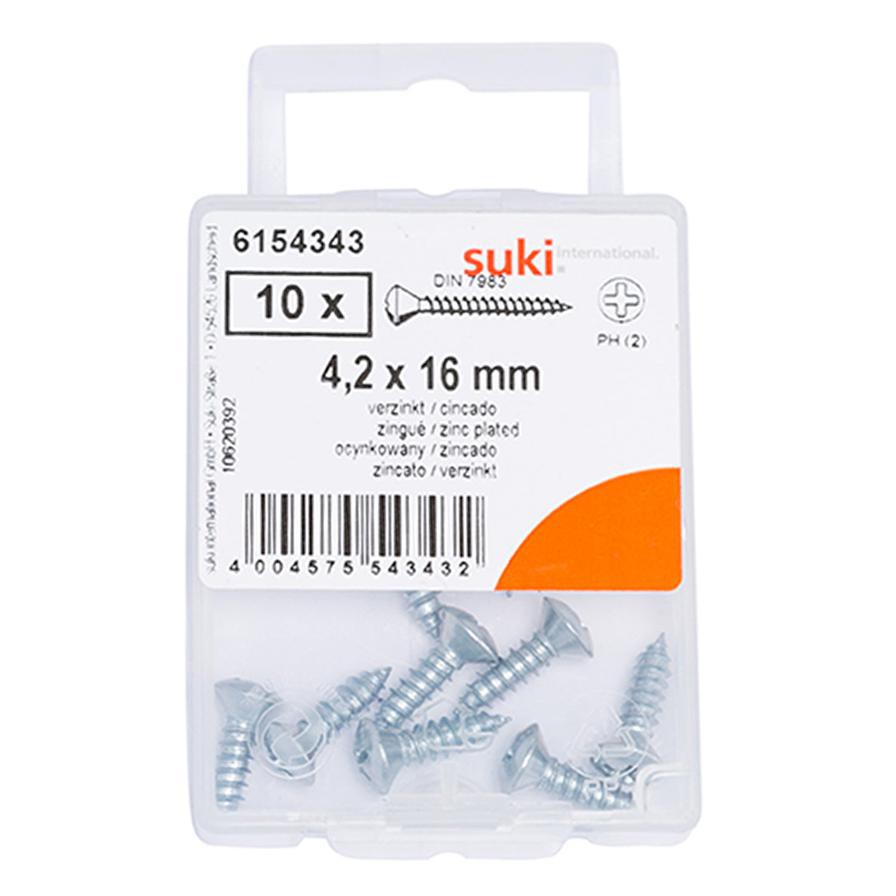 Suki 6154343 Countersunk Raised Self-Tapping Screws (1.6 x 0.4 cm, Pak of 10)