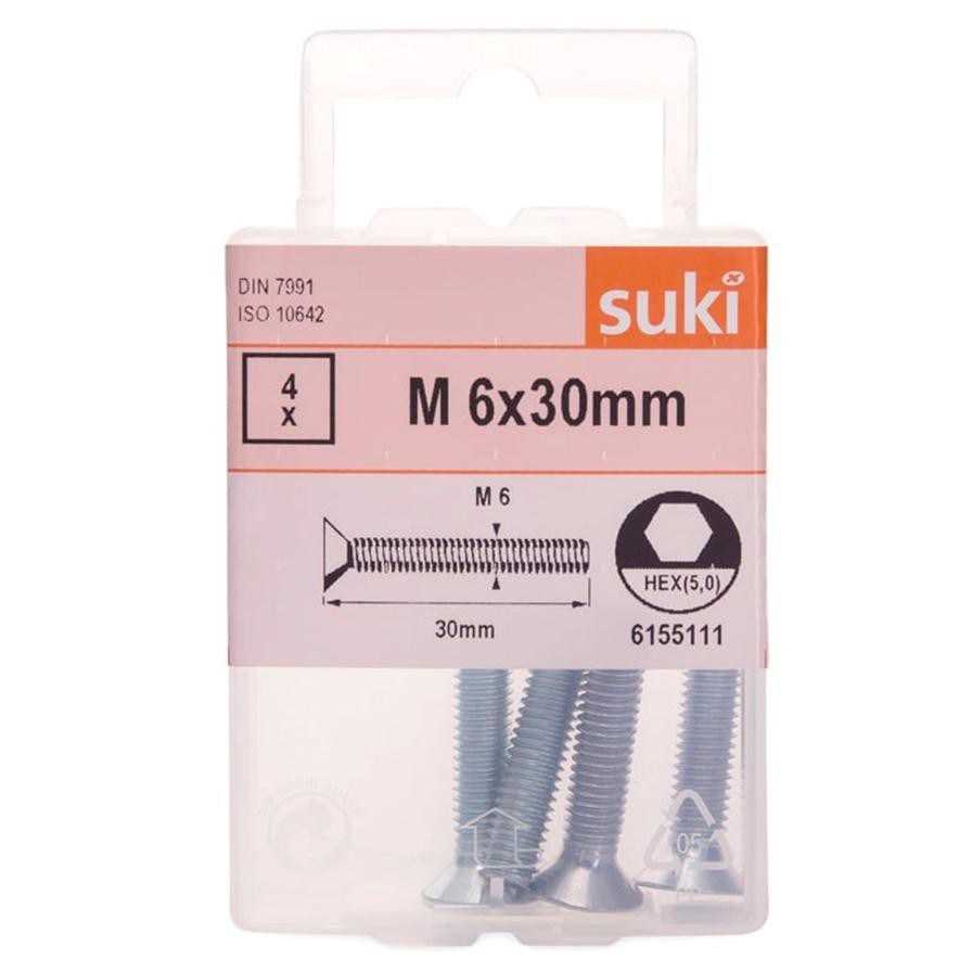 Suki 61555111 Machine Screw (M6 x 30 mm, Pack of 4)