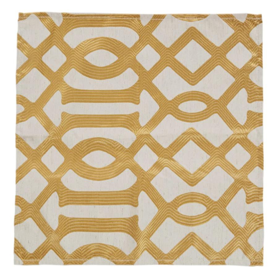 Living Space Lux Table Napkin (46 x 46 cm, Cream & Gold, 4 Pc.)