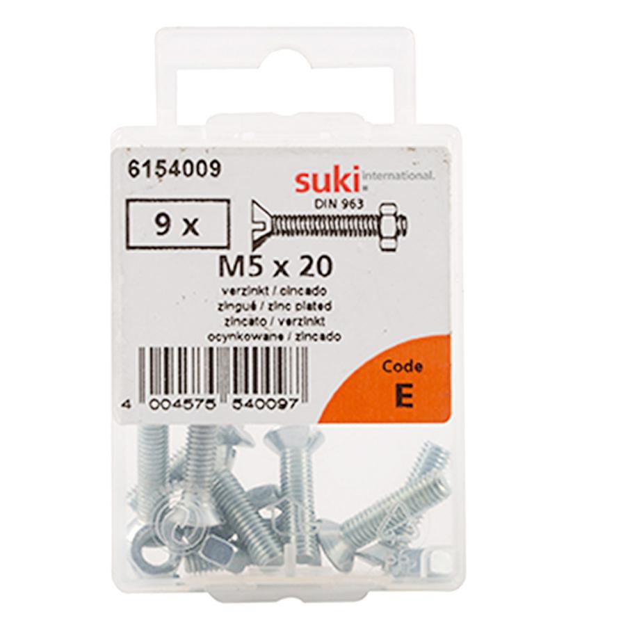 Suki 6154009 M5 Flat-Head Countersunk Machine Screws (20 mm, Pack of 9)