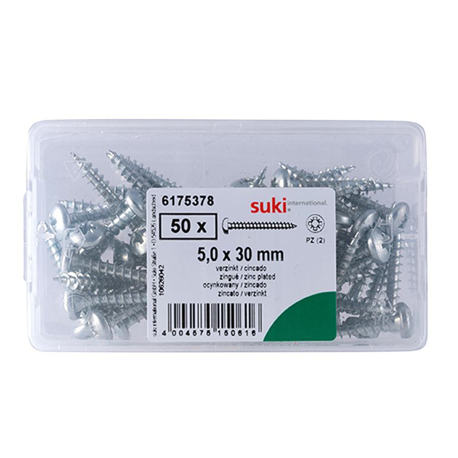 Suki Zinc-Plated Steel Chipboard Screw (5 x 30 mm, Pack of 50)