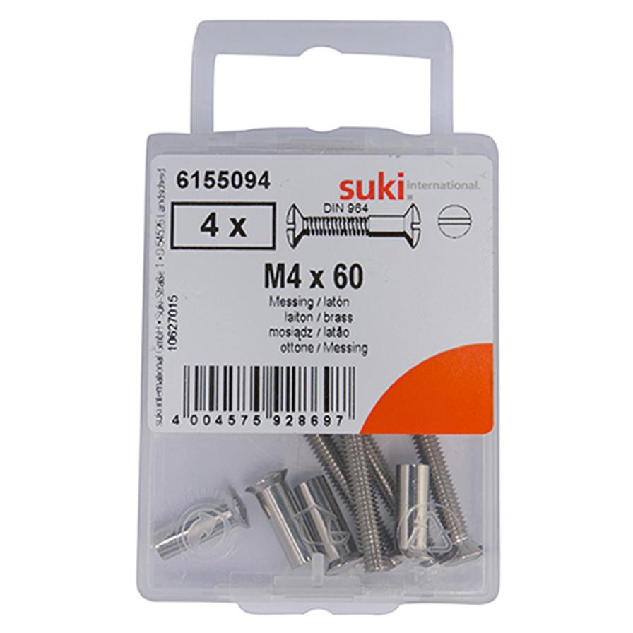 Suki Nickel Plated Pan-Head Slotted Machine Screws (M4 x 60 mm, Pack of 4)