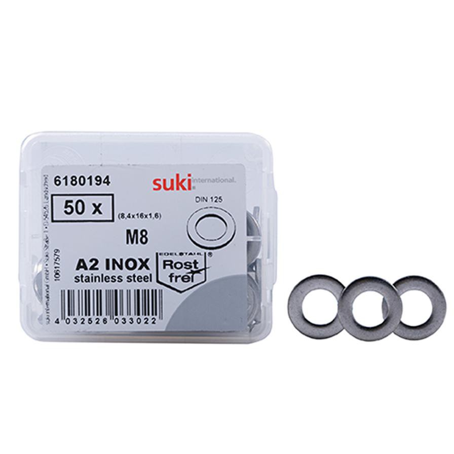 Suki Steel Flat Washers (M8, Pack of 50)