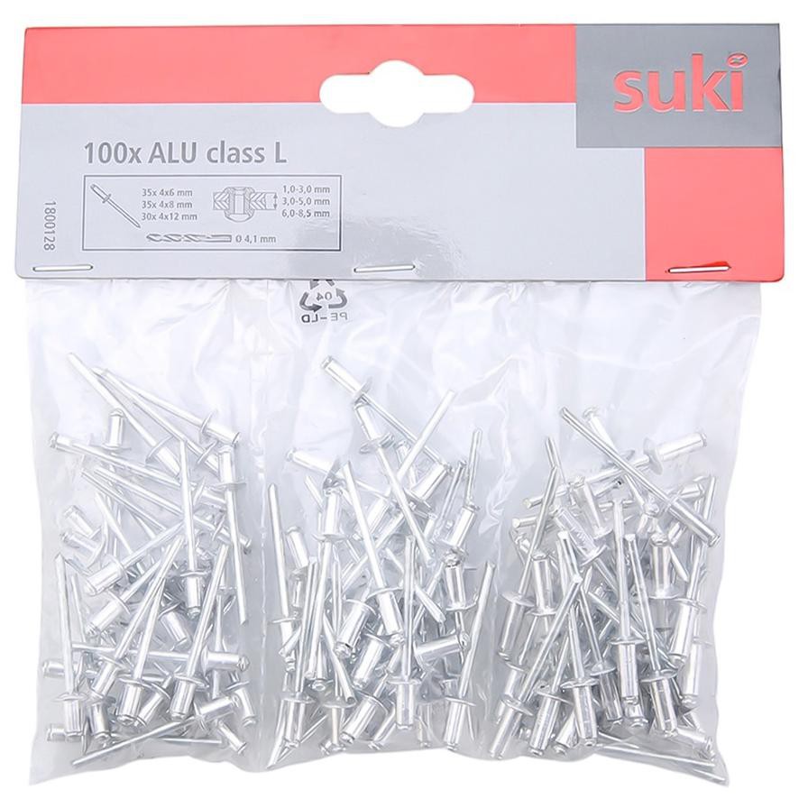 Suki Rivets Assortment Set (Silver Pack of 100,)