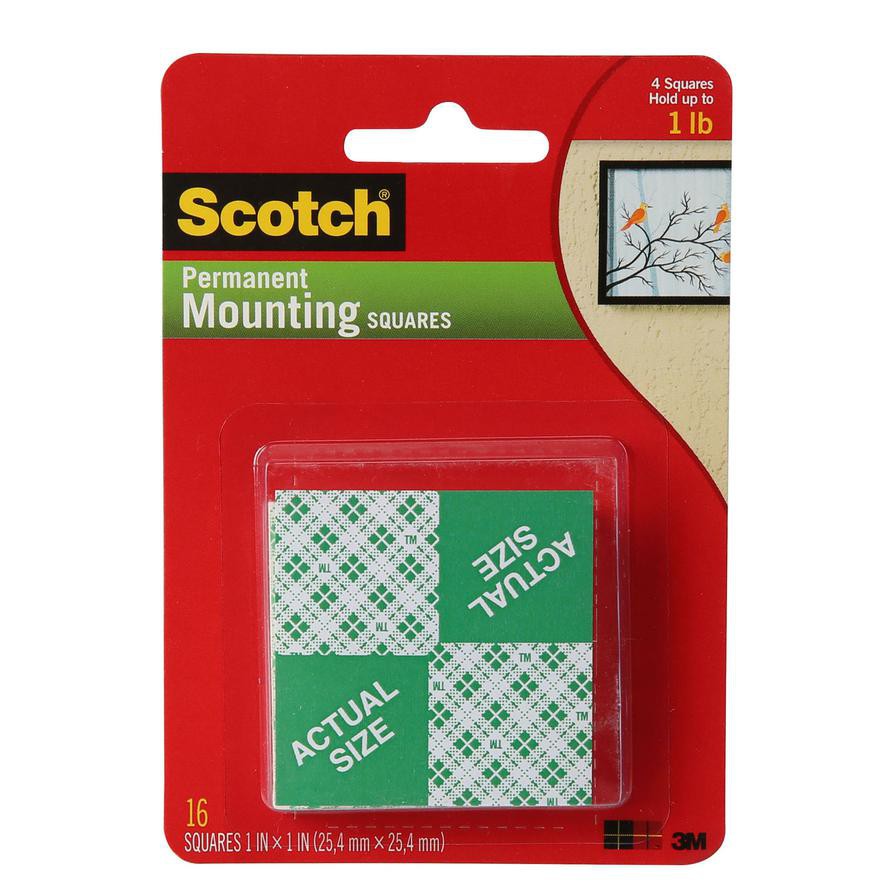 3M Scotch Permanent Mounting Squares (2.5 x 2.5 cm, 16 pcs)