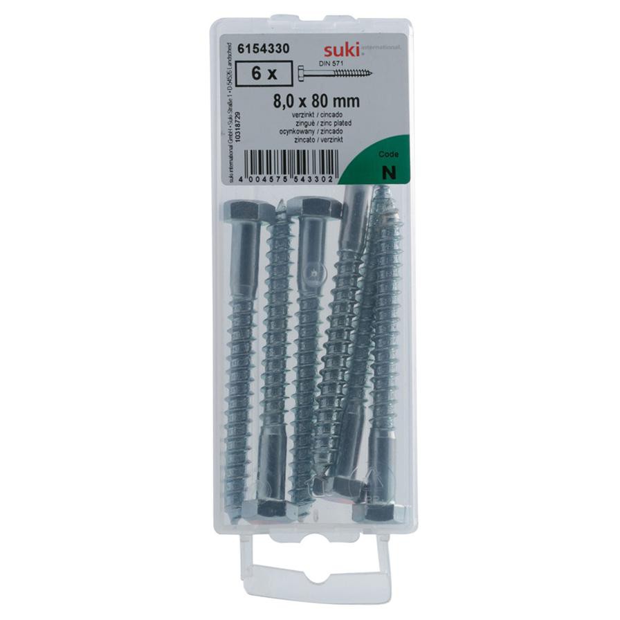 Suki 6154330 Hexagonal Wood Screws (8 x 0.8 cm, Pack of 6)