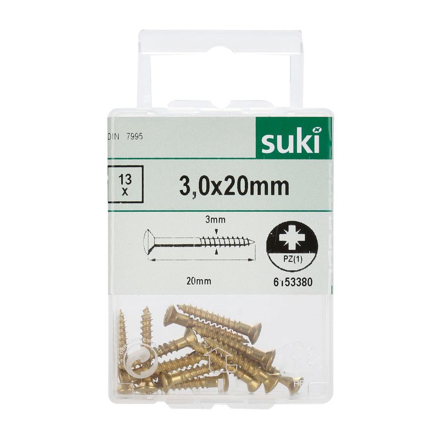 Suki Wood Screws Pack (3 x 20 mm, DIN 7995, 13 Pc.)