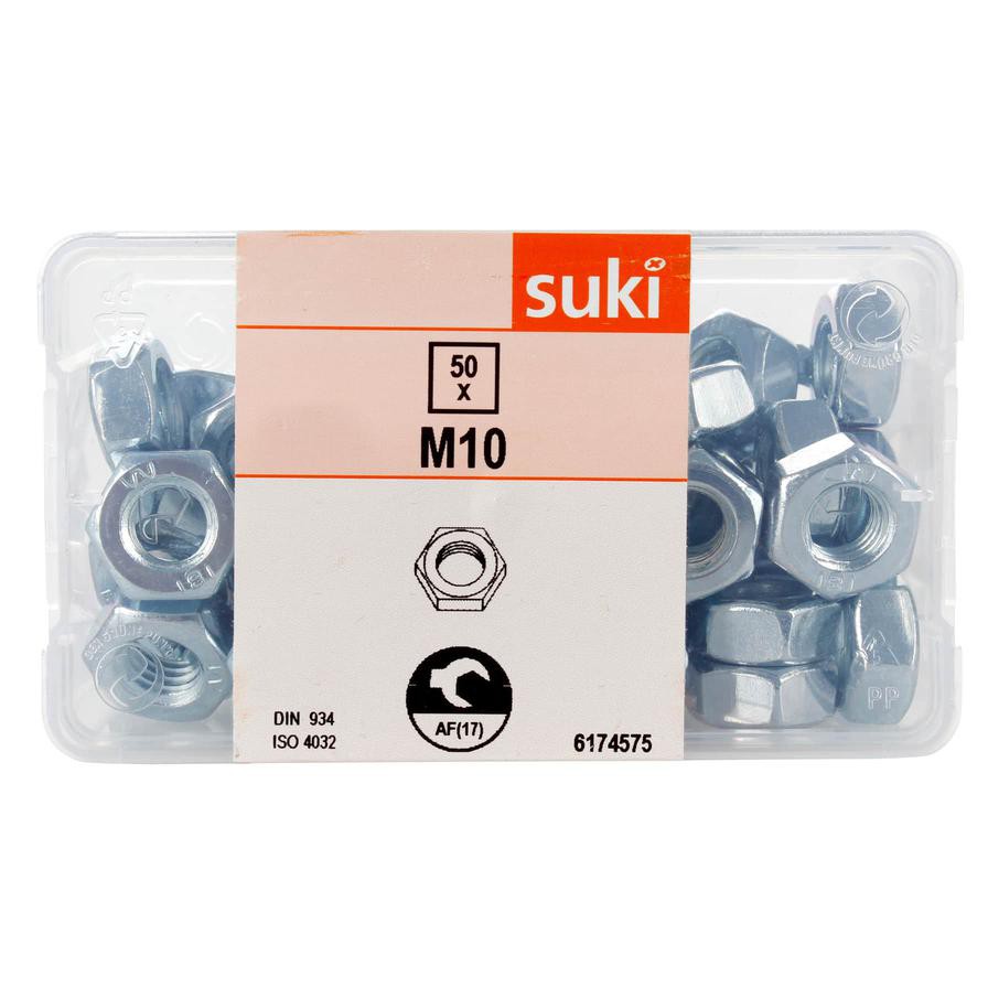 Suki M10 Steel Hex Nut Pack (50 Pc.)