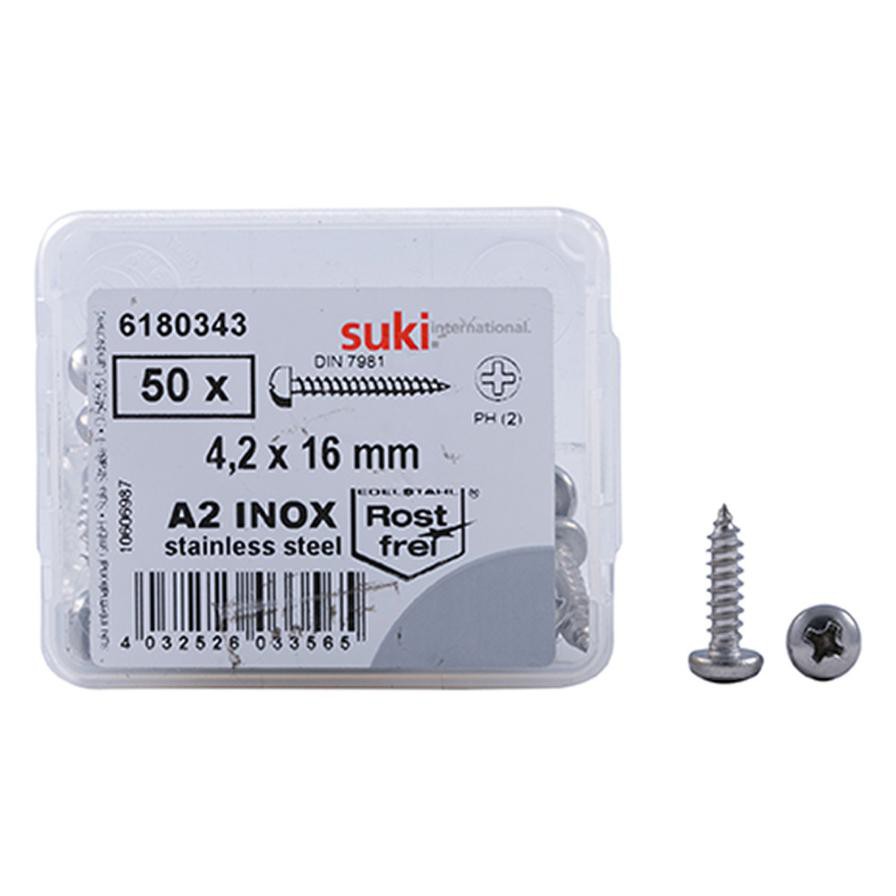 Suki Stainless Steel Self-Tapping Screws (4.2 x 19 mm, Pack of 50)