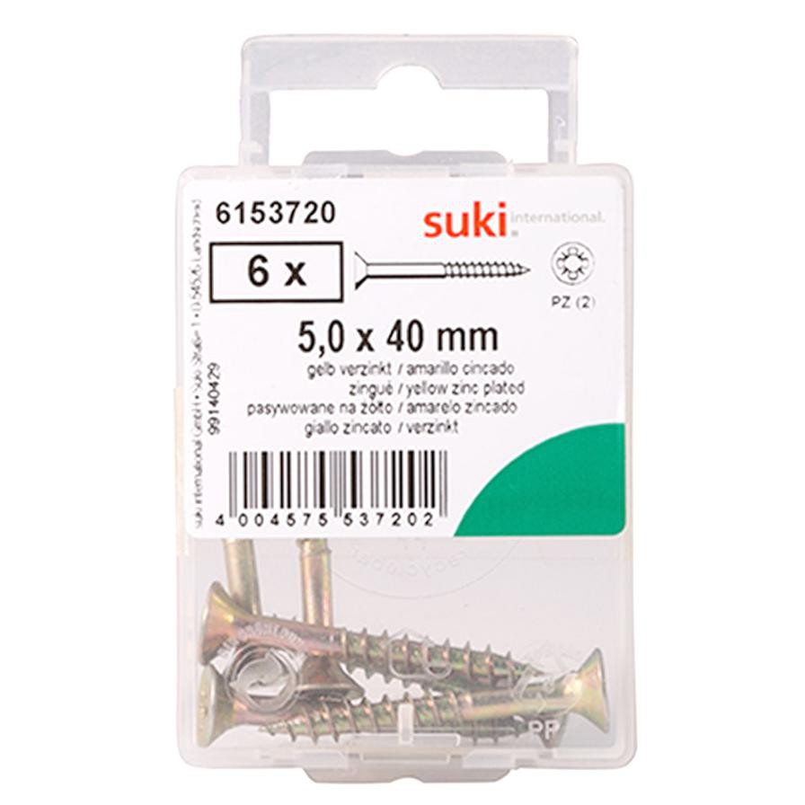 Suki 6153720 Countersunk Raised Chipboard Screws (5 x 0.5 cm, Pack of 6)