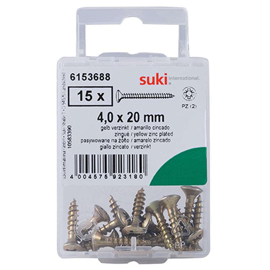 Suki Oval-Head Chipboard Screws (4 x 20 mm, Pack of 15)