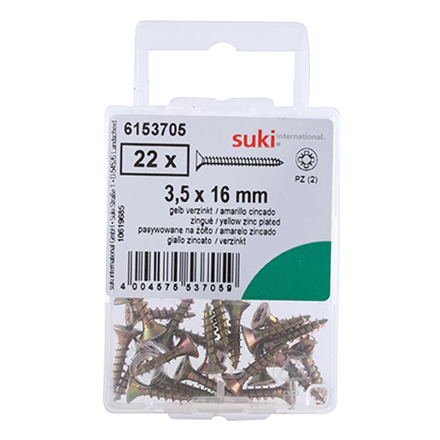 Suki Pozidriv Chipboard Screws (3.5 x 16 mm, Pack of 22)