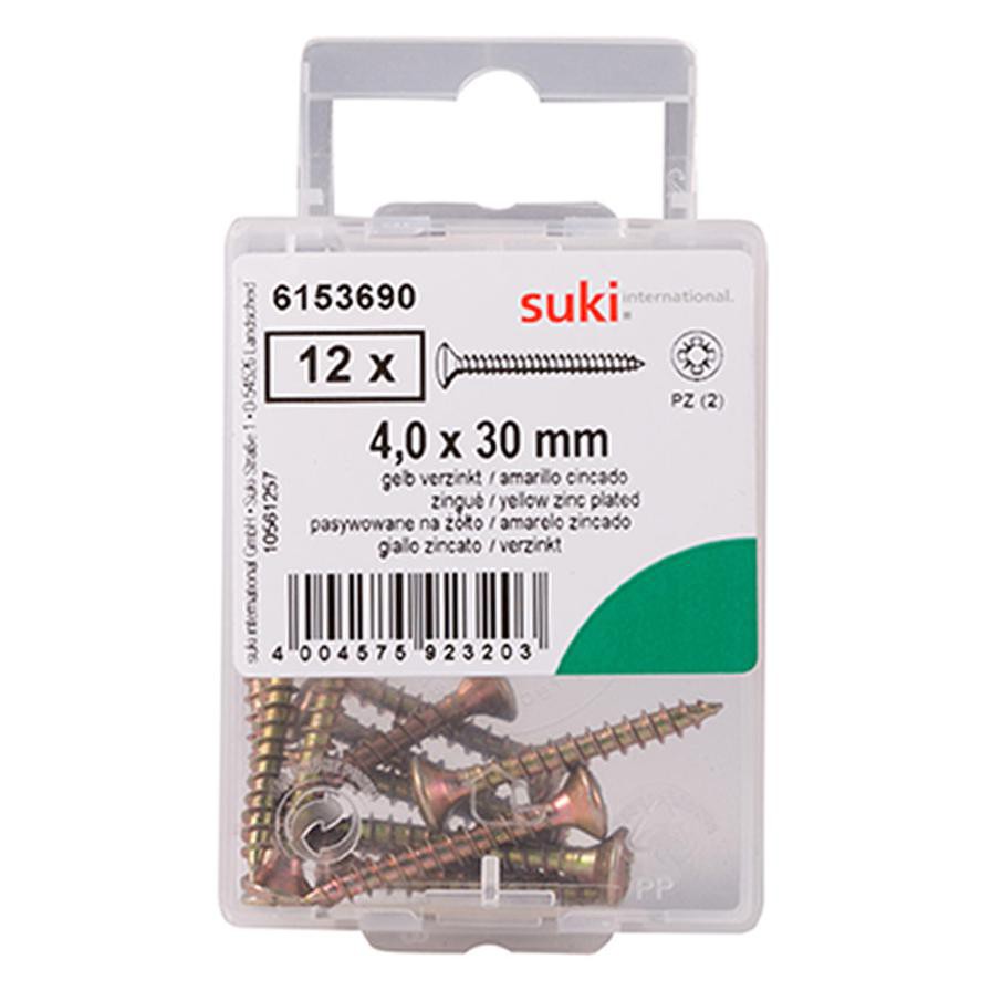 Suki Zinc Oval-Head Chipboard Screws (4 x 30 mm, Pack of 12)