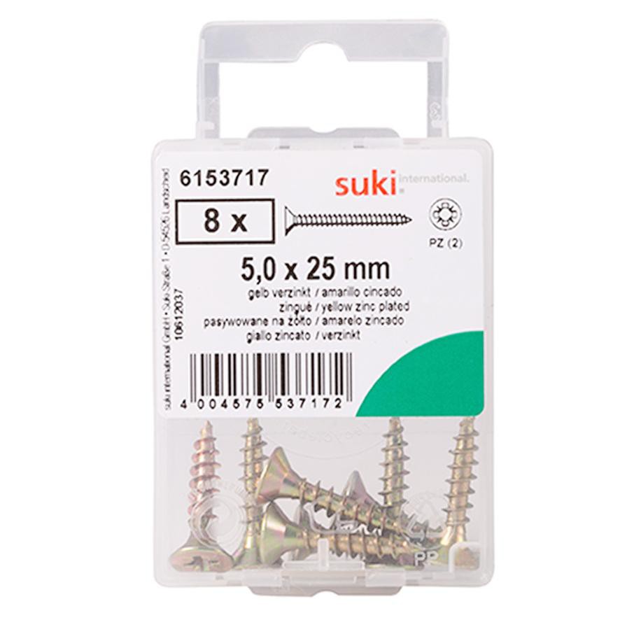 Suki Chipboard Screws (5 x 25 mm, Pack of 8)