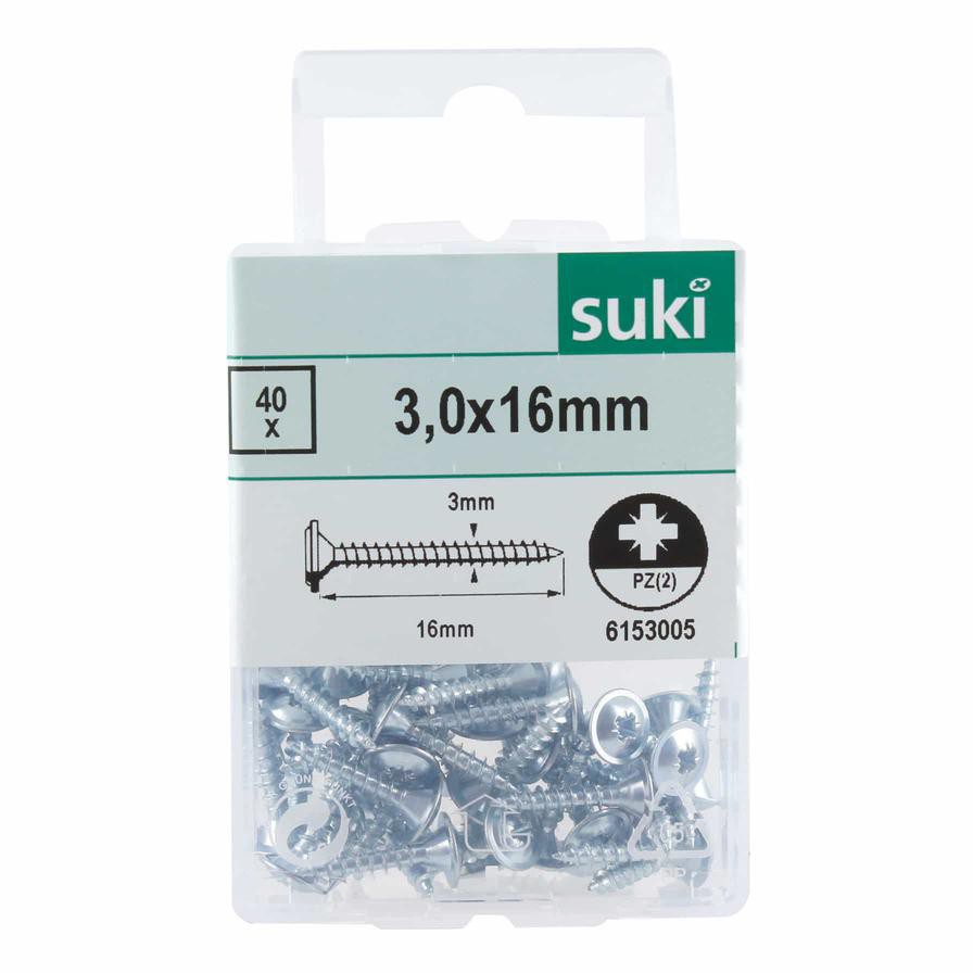 Suki Backwall Steel Screw Pack (0.3 x 1.6 cm, 40 Pc.)