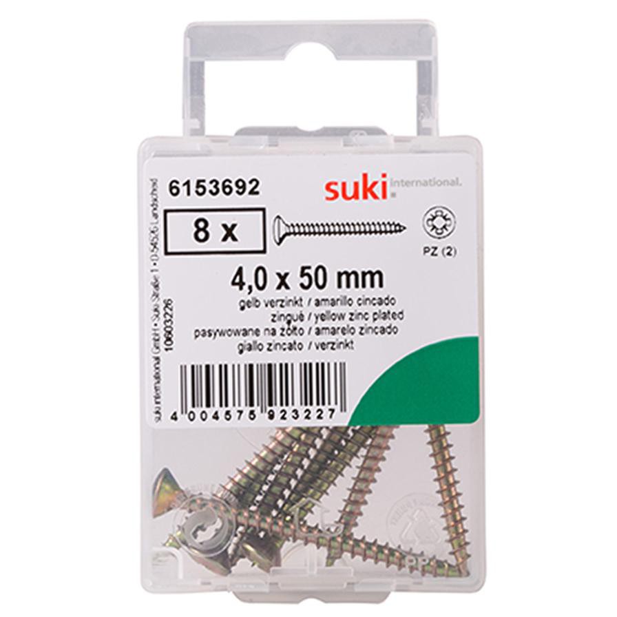 Suki Zinc Oval-Head Chipboard Screws (4 x 50 mm, Pack of 8)