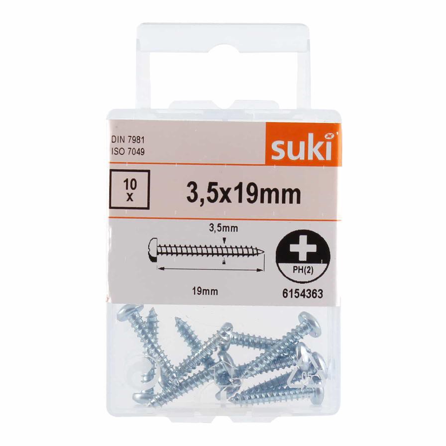 Suki Steel Pan Head Self-Tapping Screw Pack (3.5 cm, 10 Pc.)