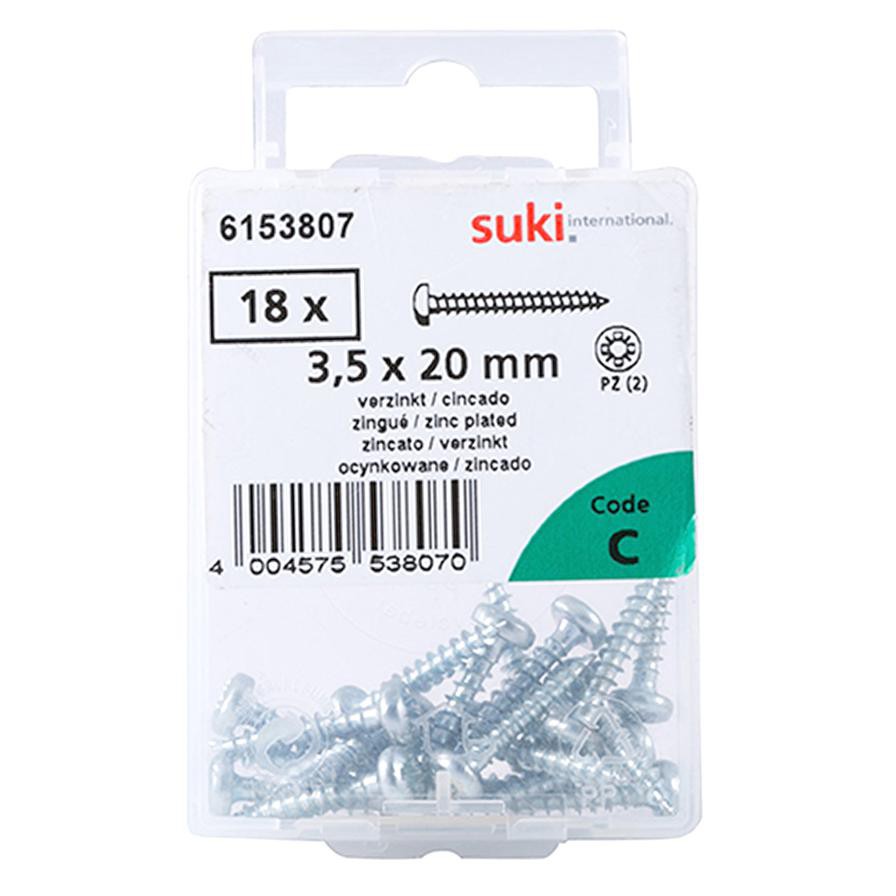 Suki Pozidriv Chipboard Screws (3.5 x 20 mm, Pack of 8)