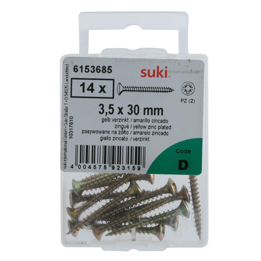 Suki Zinc Oval-Head Chipboard Screws (3.5 x 30 mm, Pack of 14)