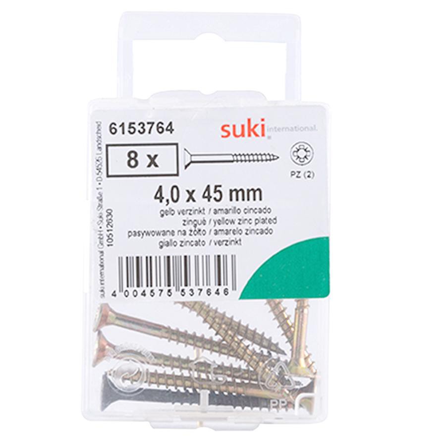 Suki Pozidriv Chipboard Screws (4 x 45 mm, Pack of 8)