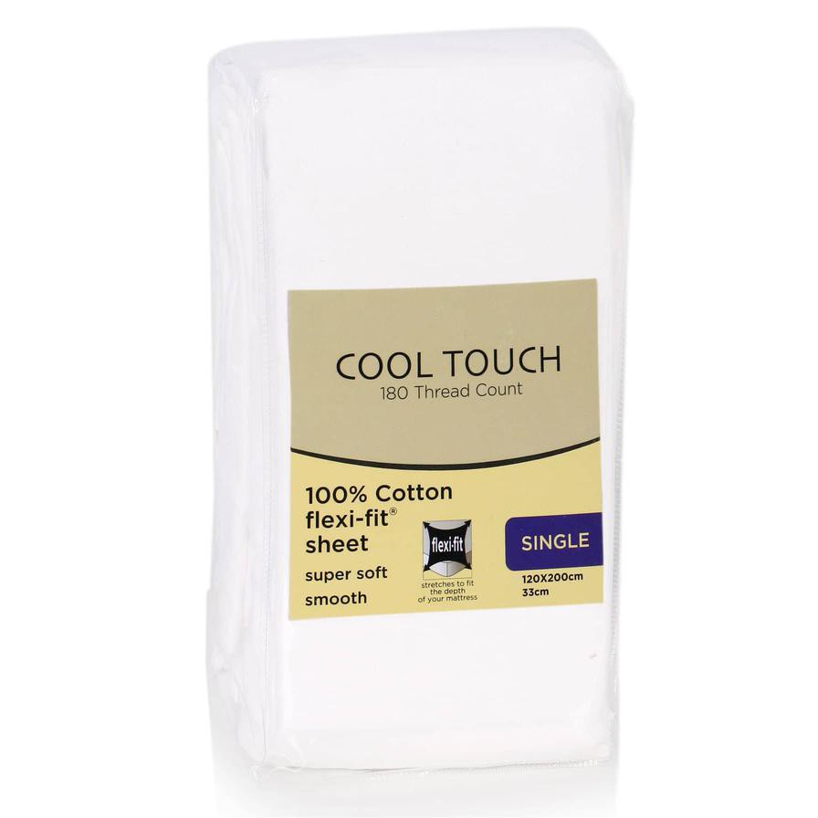 Cool Touch Single Fitted Sheet (120 x 200 cm, White)