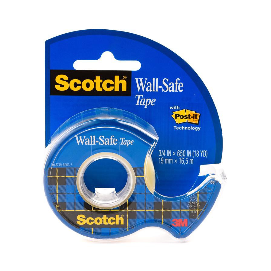 3M Scotch Wall Safe Tape W/Dispenser (1.9 cm x 16.5 m)