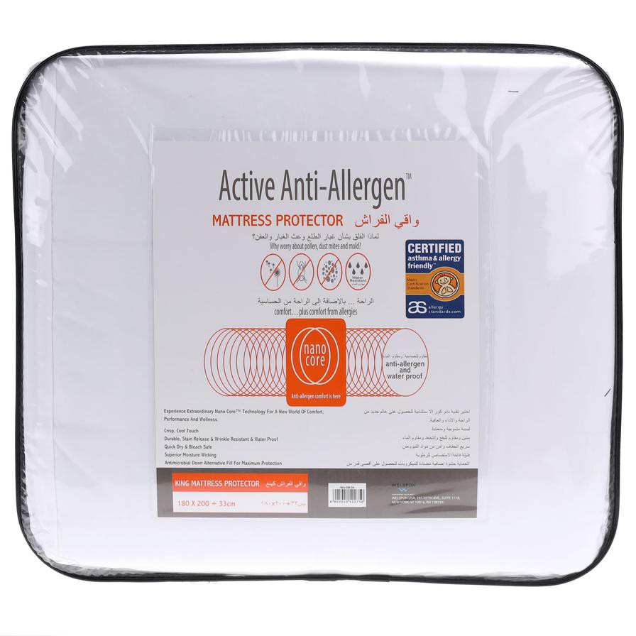 Welspun Active Anti-Allergen King Mattress Protector, KMP-NC20 (180 x 200 x 33 cm)