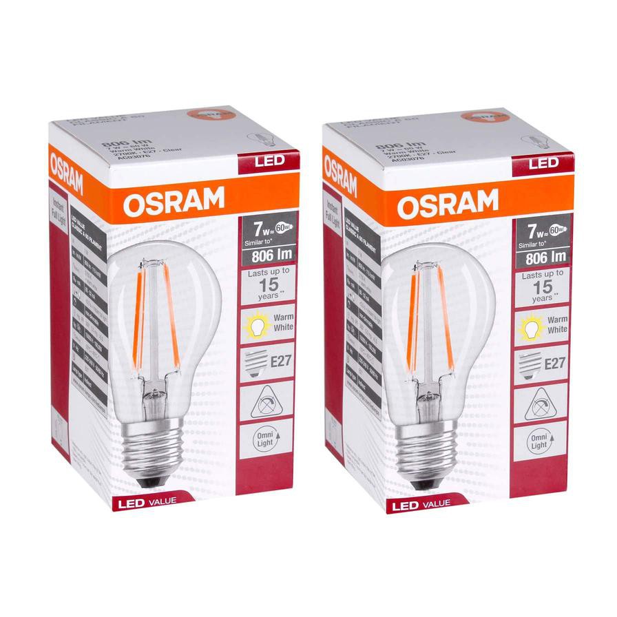 Osram Filament E27 LED Bulb Pack (7 W, Warm White, 2 Pc.)