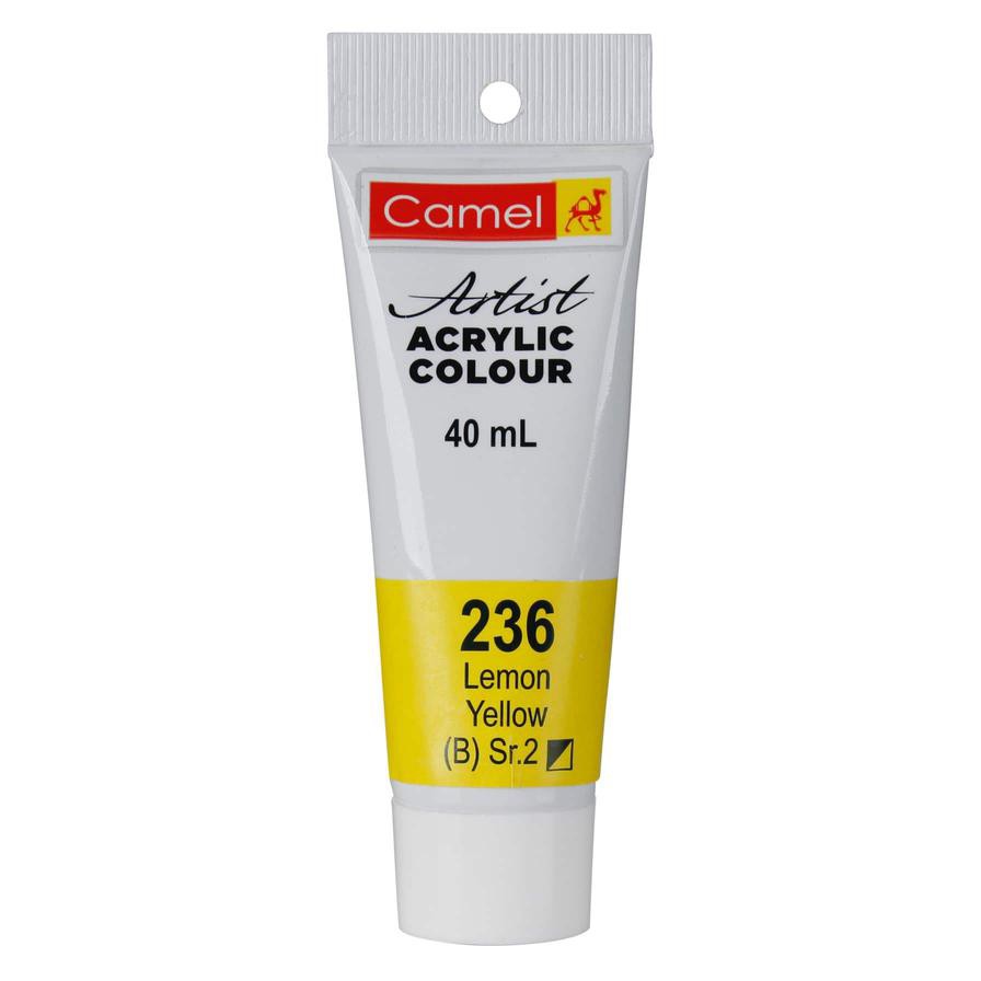 Camel Series 2 Artists' Acrylic Colour Paint Tube (40 ml, 236 Lemon Yellow)