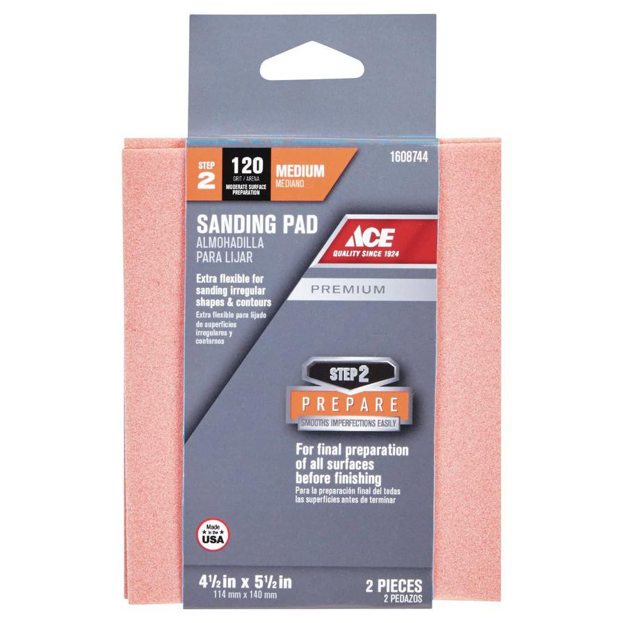 Ace Premium Sanding Sponge(12.7 x 11.43 cm, 120 Grit, Medium)