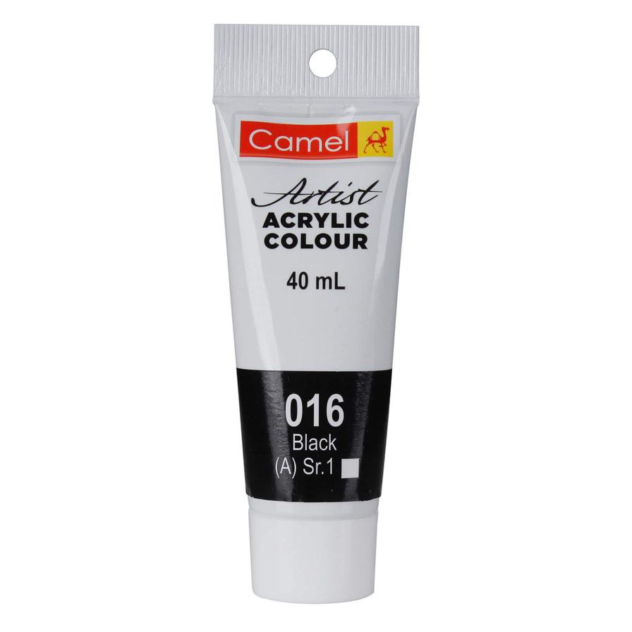 Camel Series 1 Artists' Acrylic Colour Paint Tube (40 ml, 016 Black)