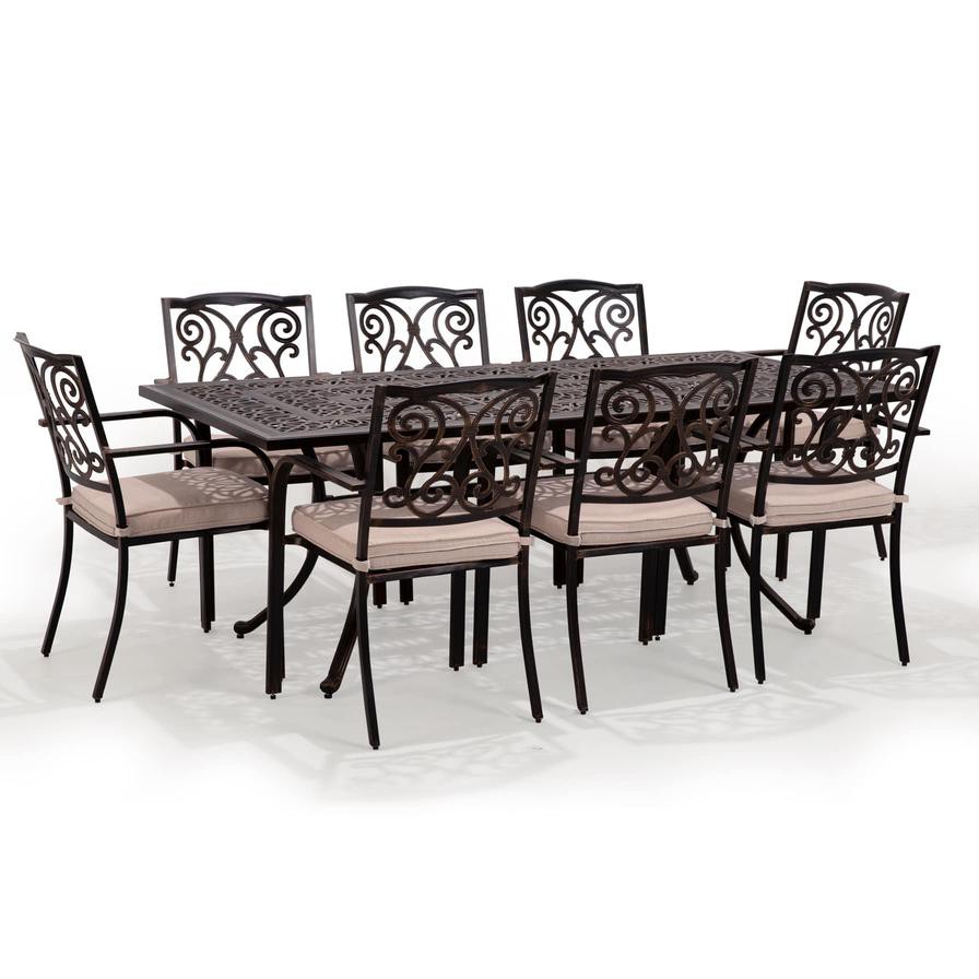 Milano 8-Seater Cast Aluminum Rectangle Dining Set Generic (9 Pc.)