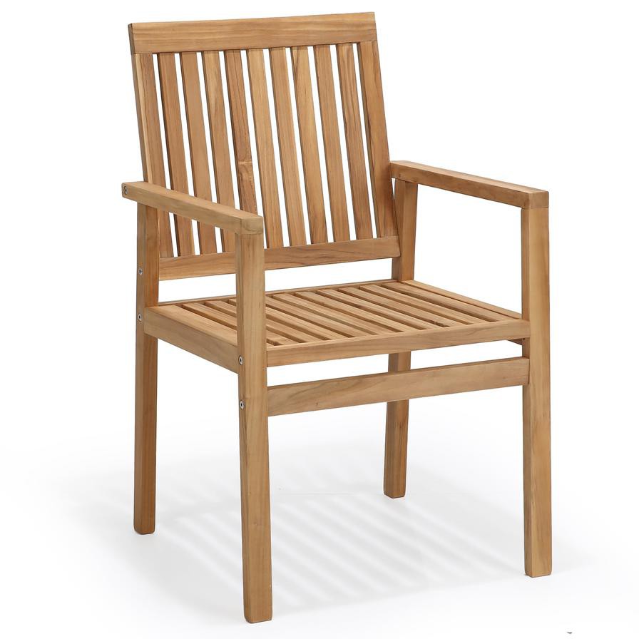 Linear Teak Wood Chair W/Armrests Generic (62 x 56 x 91 cm)