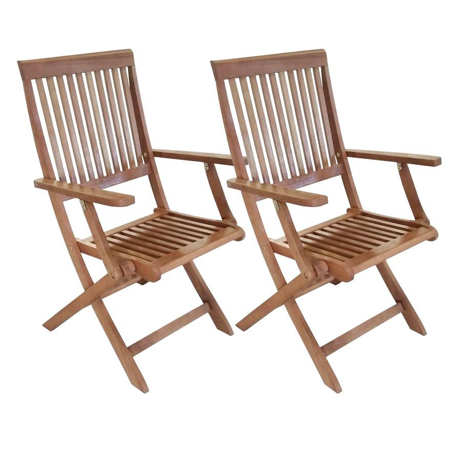 THB Eucalyptus Wood Folding Chair W/Armrest Generic (59.5 x 57 x 94 cm, 2 Pc.)