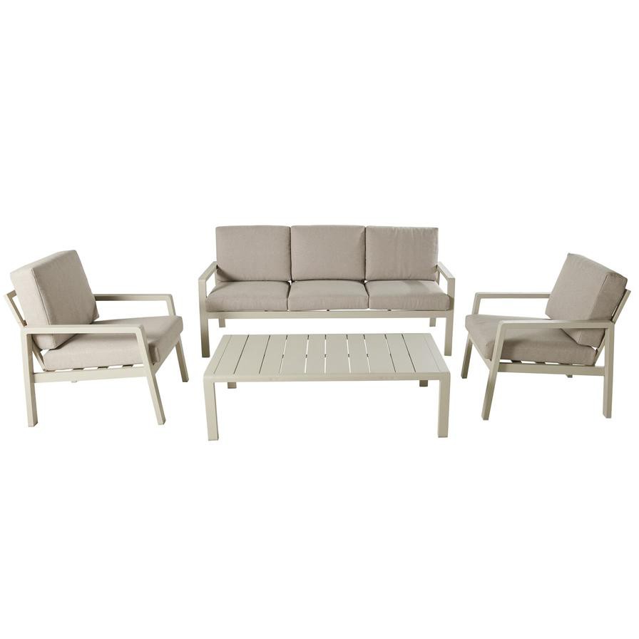 Santorin 5-Seater Aluminum Sofa Set W/Cushions GoodHome (4 Pc.)