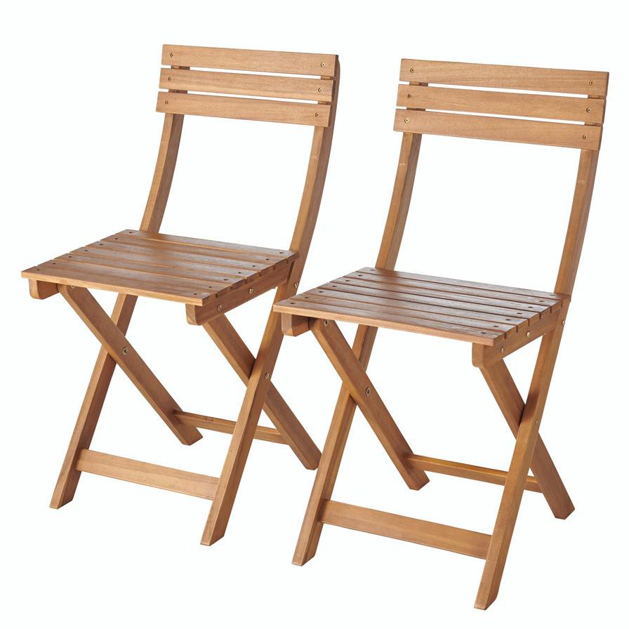 Virginia Acacia Wood Foldable Chair Set GoodHome (380 x 790 x 490 mm, 2 Pc.)