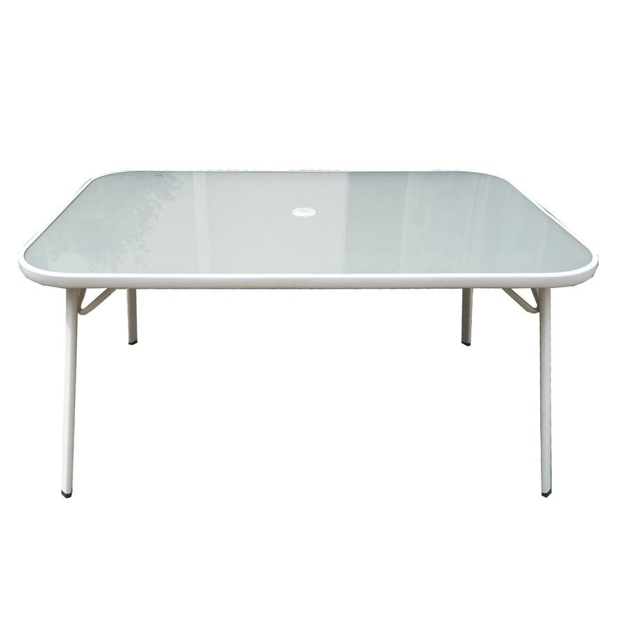 Steel Table W/Glass Top Living Accents (150 x 95 x 71.5 cm)