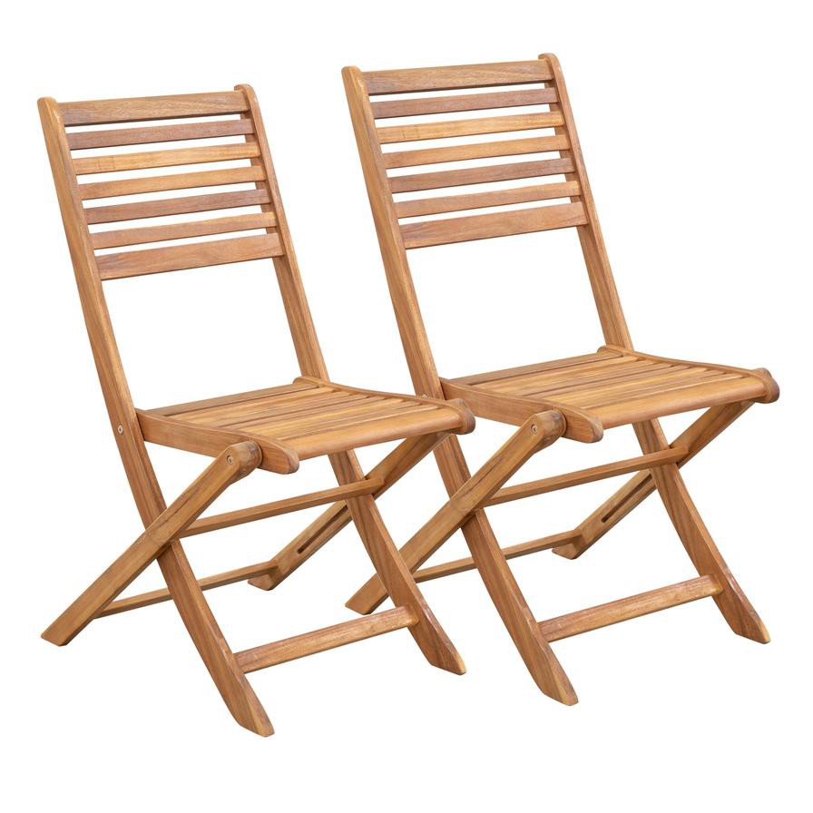 Kingston Acacia Wood Folding Chair Generic (61.5 x 47 x 90 cm, 2 Pc.)