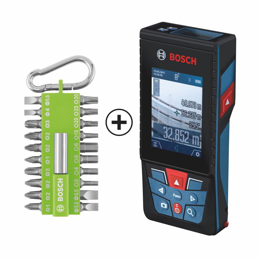 Bosch Professional Laser Measure, GLM 120 + Dual Head Bit Set (21 Pc.)