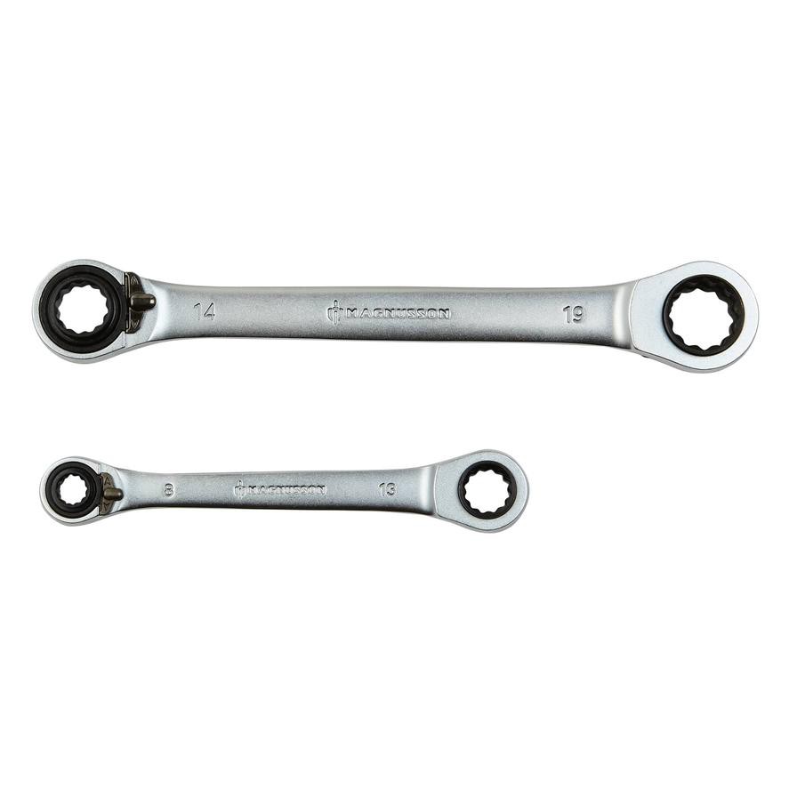 Magnusson Chrome Vanadium Steel Ratchet Spanner Set, MT154 (2 Pc.)