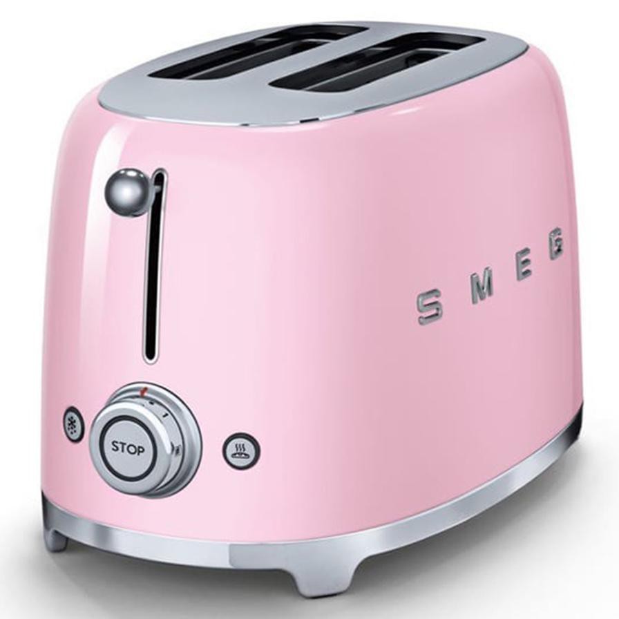 SMEG TSF01PKUK 2-Slice Retro Toaster (950W, Pink/Silver)