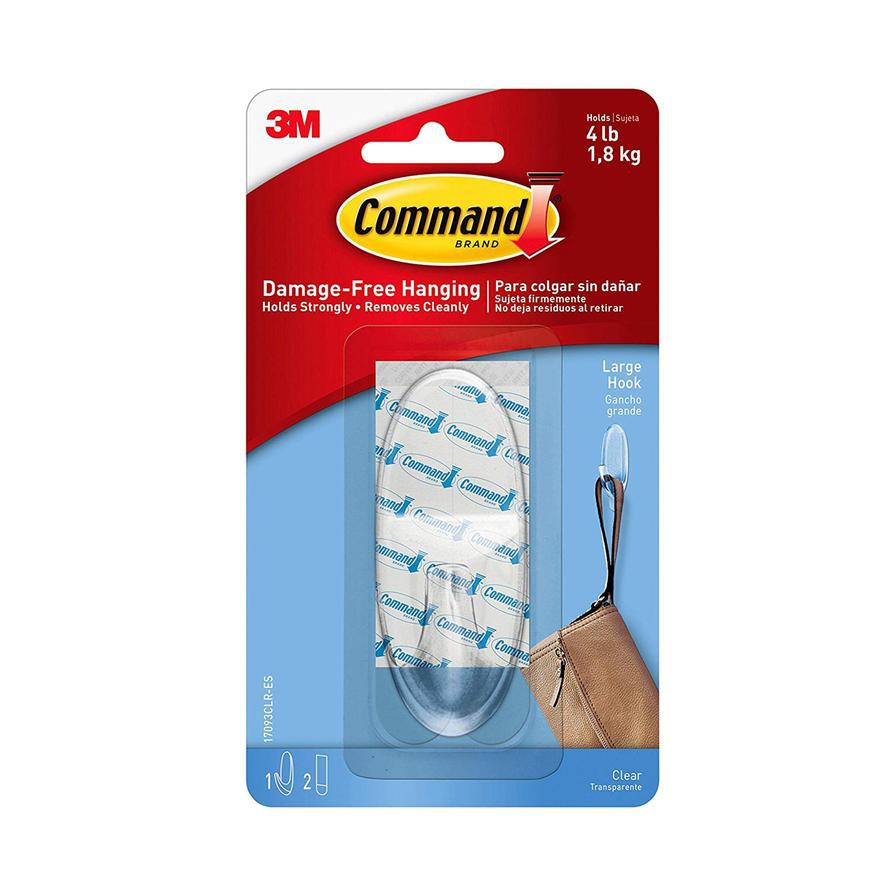 3M Command Adhesive Hook (3.5 x 8.6 cm, Large, Clear)