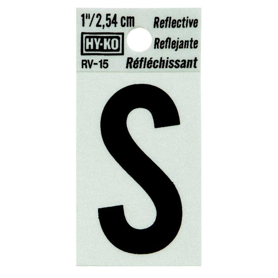 Hy-Ko Reflective Vinyl Self-Adhesive Letter S (2.54 cm)