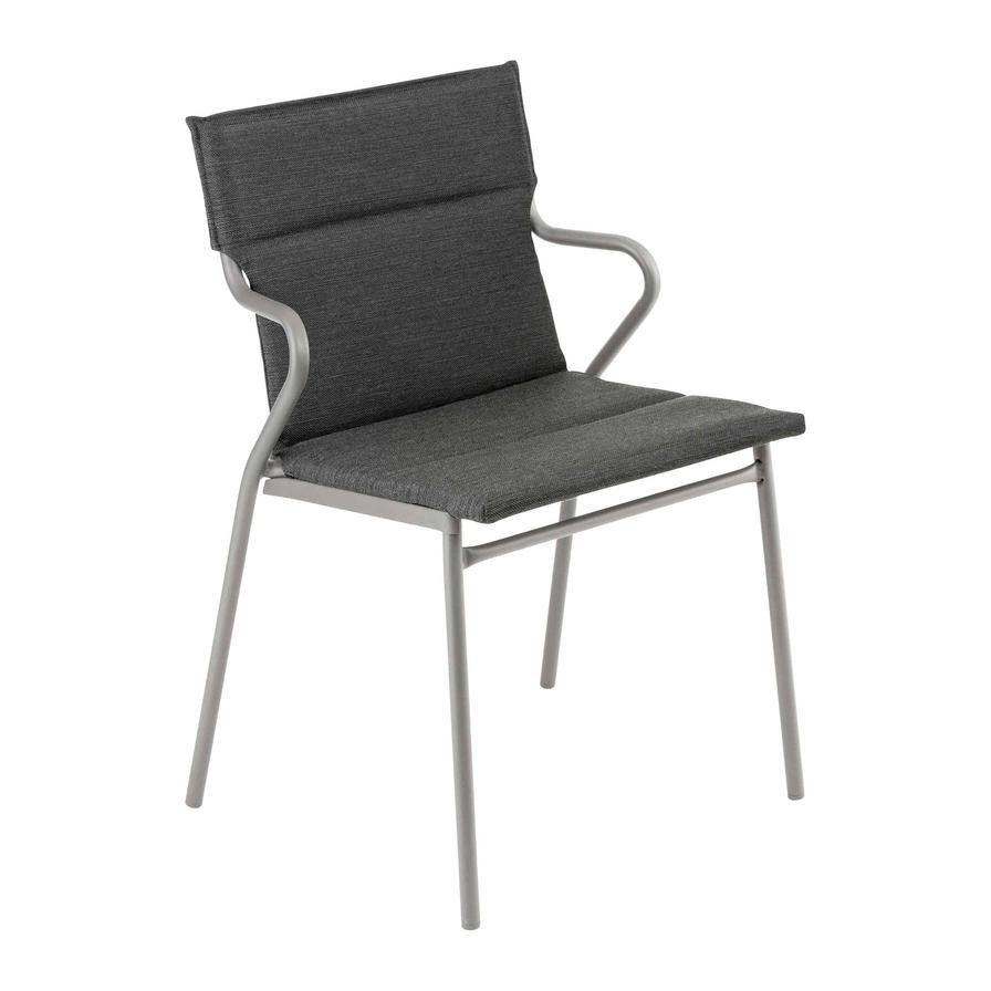 Ancone Steel Dining Padded Armchair Lafuma Mobilier (55 x 62 x 86 cm, Onyx)