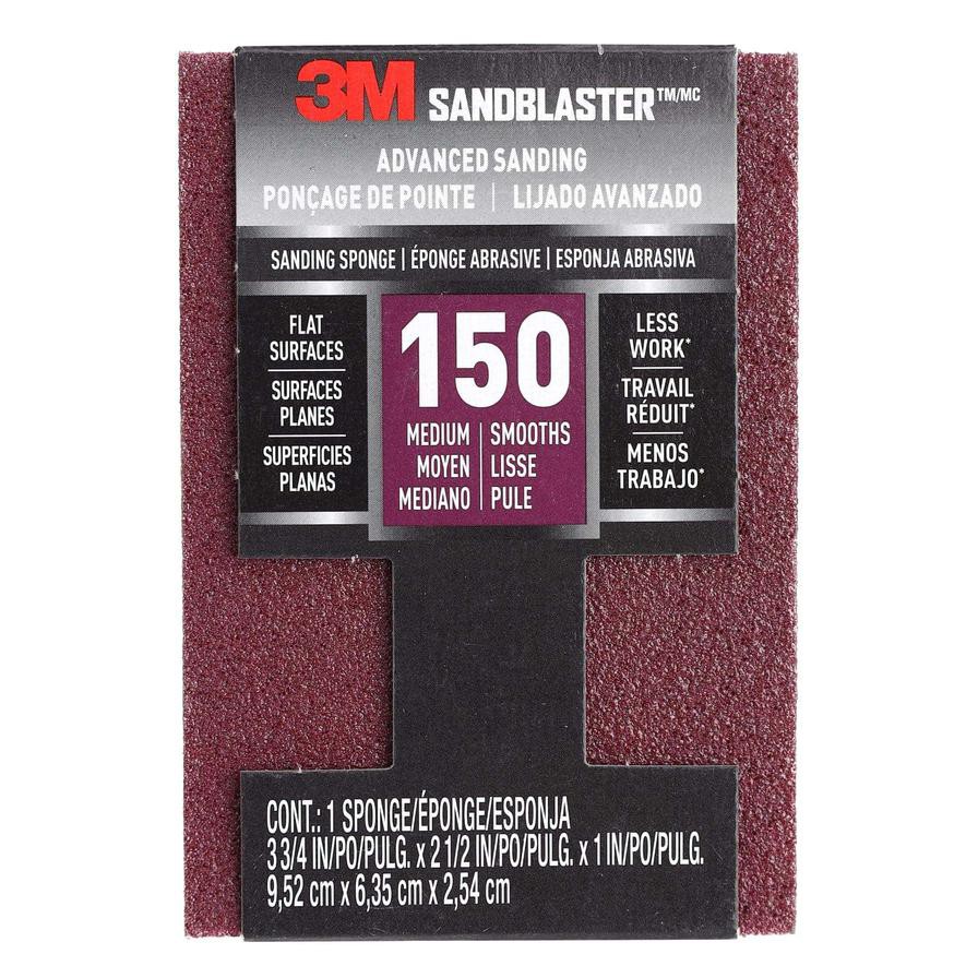 3M Sandblaster Sanding Sponge, Medium 150 Grit (9.52 x 6.35 x 2.54 cm)