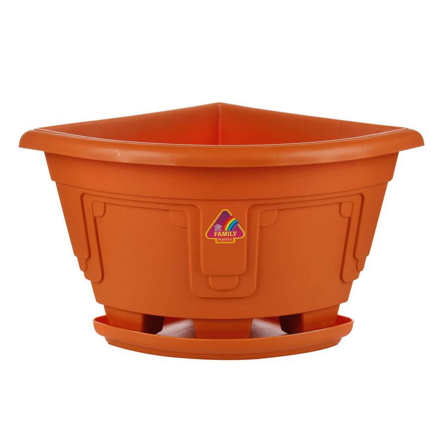 Plastic Petunia Corner Plant Pot W/Tray (30.7 x 30.7 x 22.6 cm)