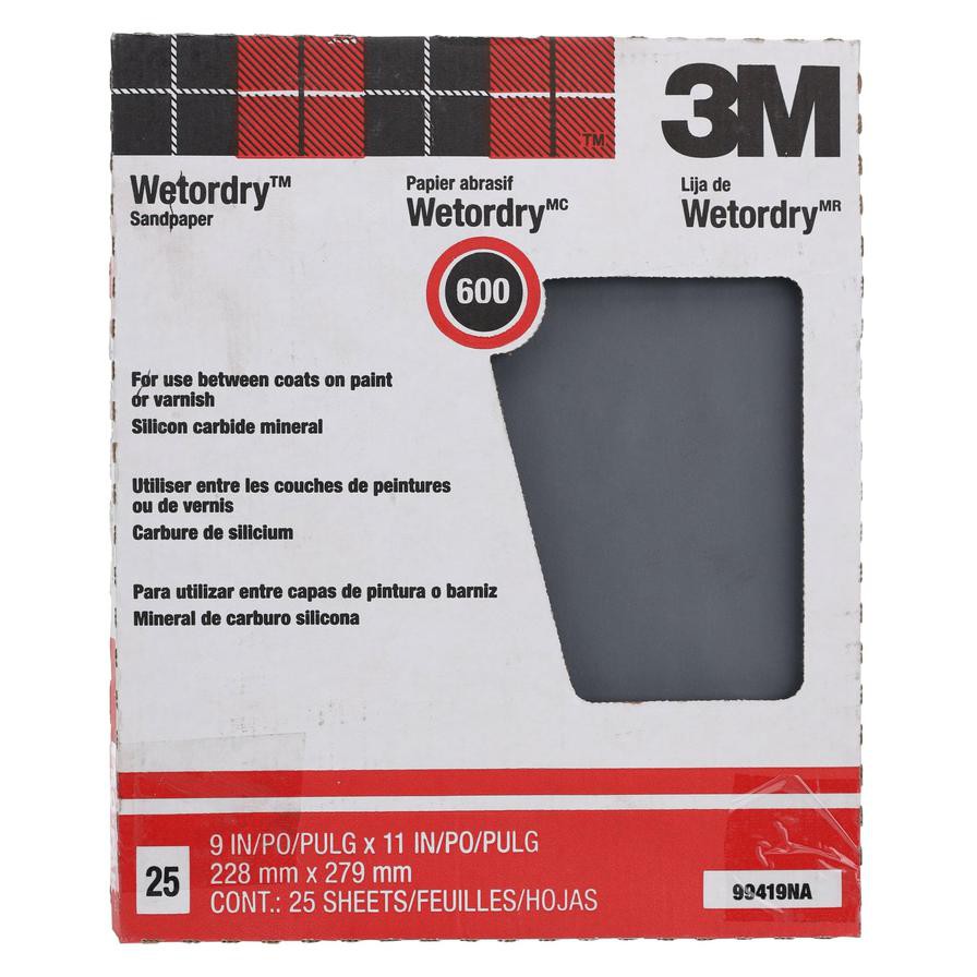 3M Wetordry Sandpaper, 600 Grit (22.8 x 27.9 cm, 25 pcs)