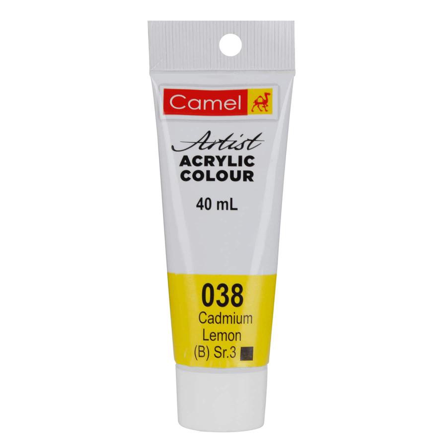 Camel Series 3 Artists' Acrylic Colour Paint Tube (40 ml, 038 Cadmium Yellow Hue)